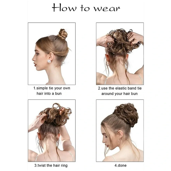 Extra Long  Messy Bun Wrap for Effortless Style Light Golden Blonde - Picture 2 of 4